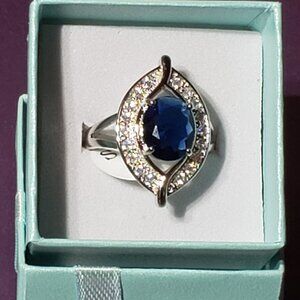 Cobalt Blue CZ Ring, Size 7